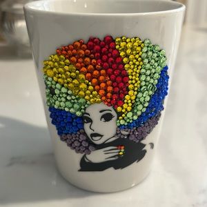 - Pride coffee mug. Beautiful mug with multi color Afro rhinestones.